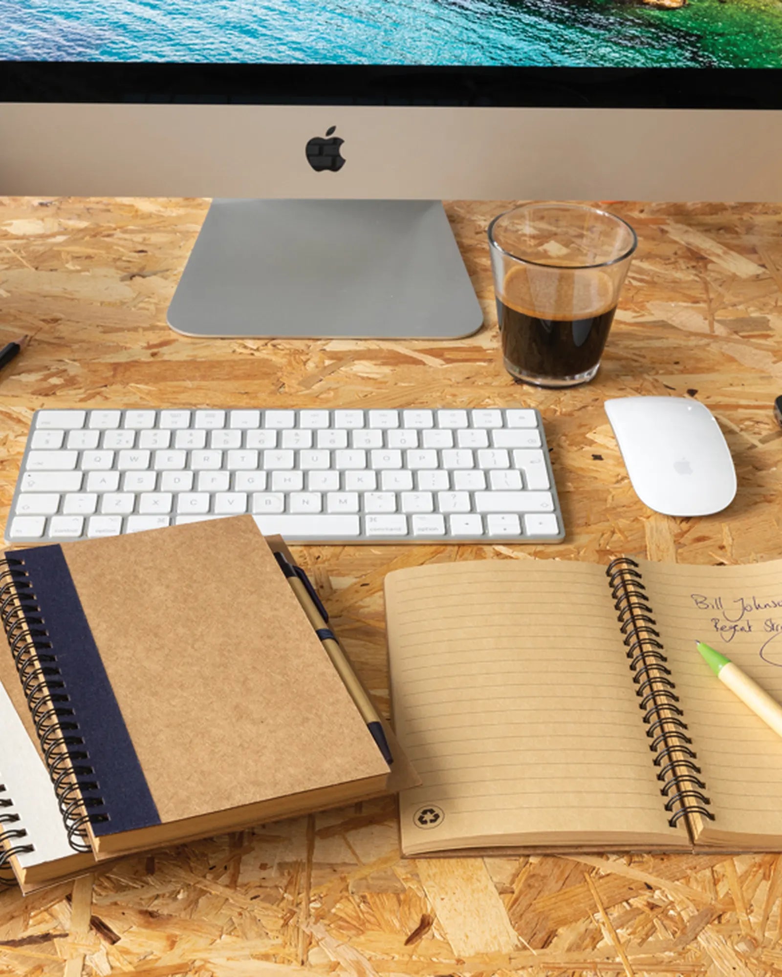 Cahier à spirales kraft avec stylo à personnaliser - 4
